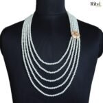 Ritvi Five Layer White Pearl Sherwani Mala