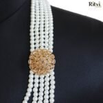Ritvi Five Layer White Pearl Sherwani Mala - Image 2