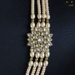 Ritvi Four Layer Rose Gold Pearl Kundan Sherwani Mala - Image 2