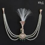 Ritvi Jagjot Gold Finished Pearl Kundan Kalgi (Green)