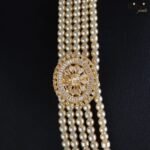 Ritvi Kavish Rose Gold Pearl Gold AD Sherwani Mala (Green) - Image 3