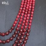 Ritvi Maroon Crystal Beaded 5 Line Sherwani Mala - Image 2