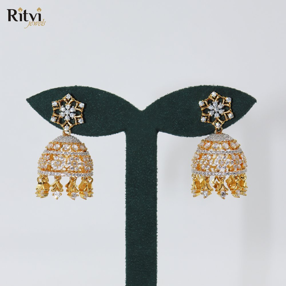 Surya-gold-AD-jhumka-1.jpg Surya Gold AD Jhumka - Image 1