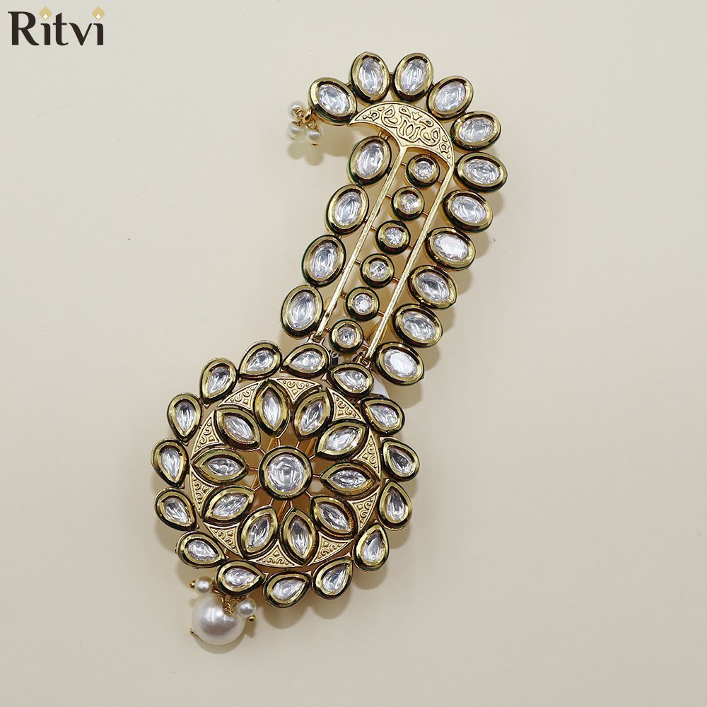 antique-kalgi.jpg Royal Kundan Pearl Kalgi - Image 1