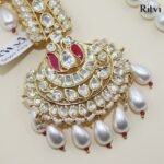 Ritvi Vedant Gold Finished Pearl Kundan Kalgi (Ruby) - Image 2