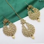 Polki Earrings with Maang Tika