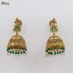 Peacock Emerald Jhumka by Ritvi Jewels