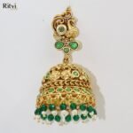 Peacock Emerald Jhumka by Ritvi Jewels - Image 2