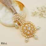 Fariyad Gold Finished Pearl AD Kalgi - Image 2