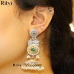 Tulip Oxidised Jhumka Earrings - Image 3