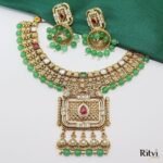 Kriya Antique Gold Necklace Set - Image 3