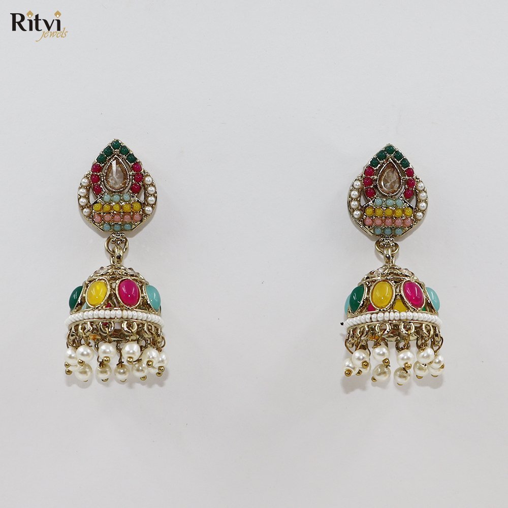 meher-multicolor.jpg Meher Multicolor Jhumki - Image 1