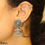 Sandhya Oxidised Jhumka Earrings - Image 2