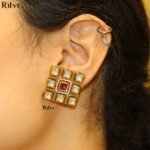 Regal Ruby Square Studs - Image 4