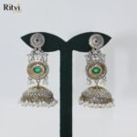Tulip Oxidised Jhumka Earrings