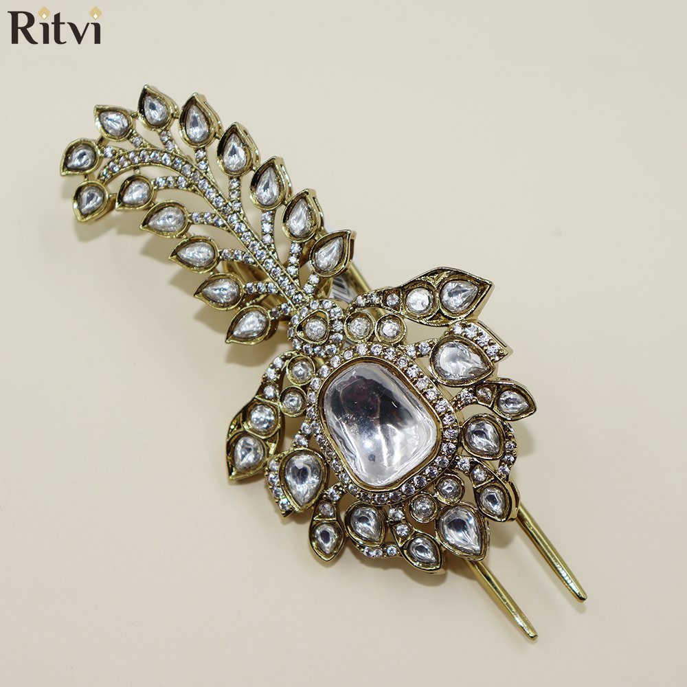 white-kundan-kalgi.jpg Regal White Kundan Kalgi - Image 1