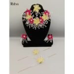 Inara floral jewellery set- Yellow and magenta