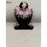 Inara floral jewellery set- Peach and lavender