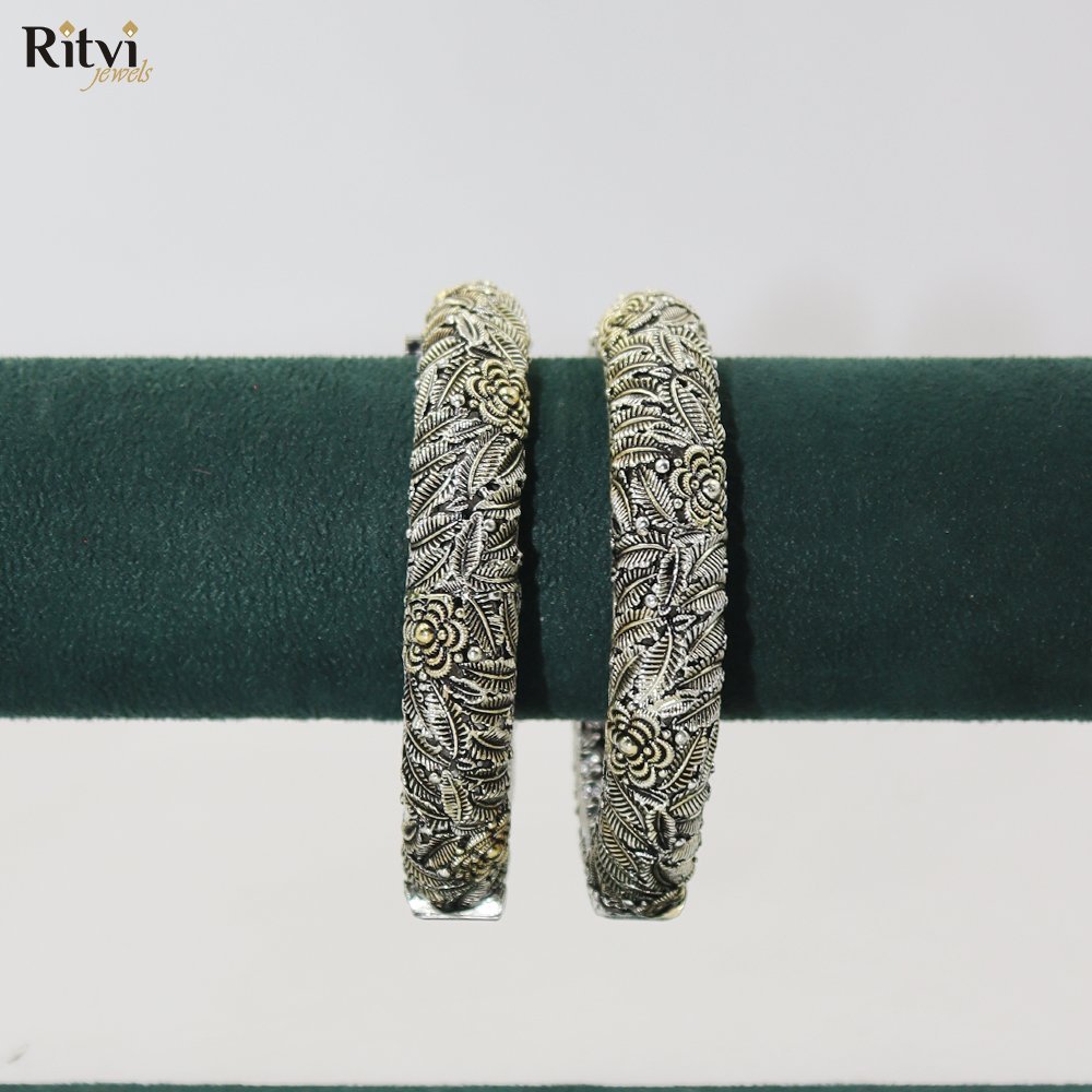 khushboo-german-silver-coated-bangles-2.jpg Khushboo German Silver Coated Bangles - Image 1